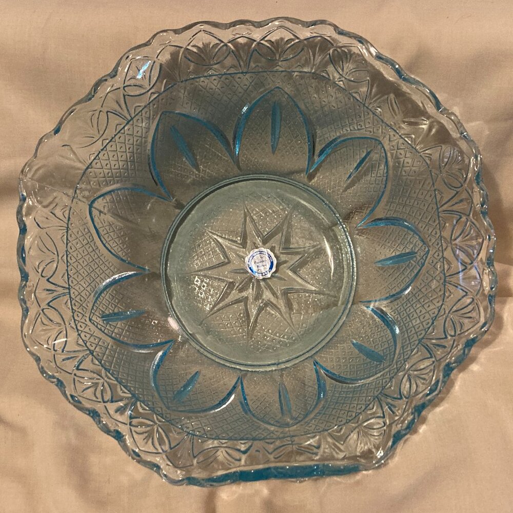 VTG 1980's Capri Blue Princess House Crimped & Ruffled Bowl-7.5" Dia & 3.5"H-EUC